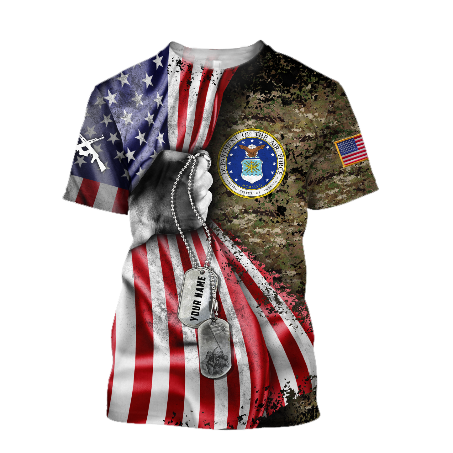 US Air Force tag Custom name 3D shirts for men and women