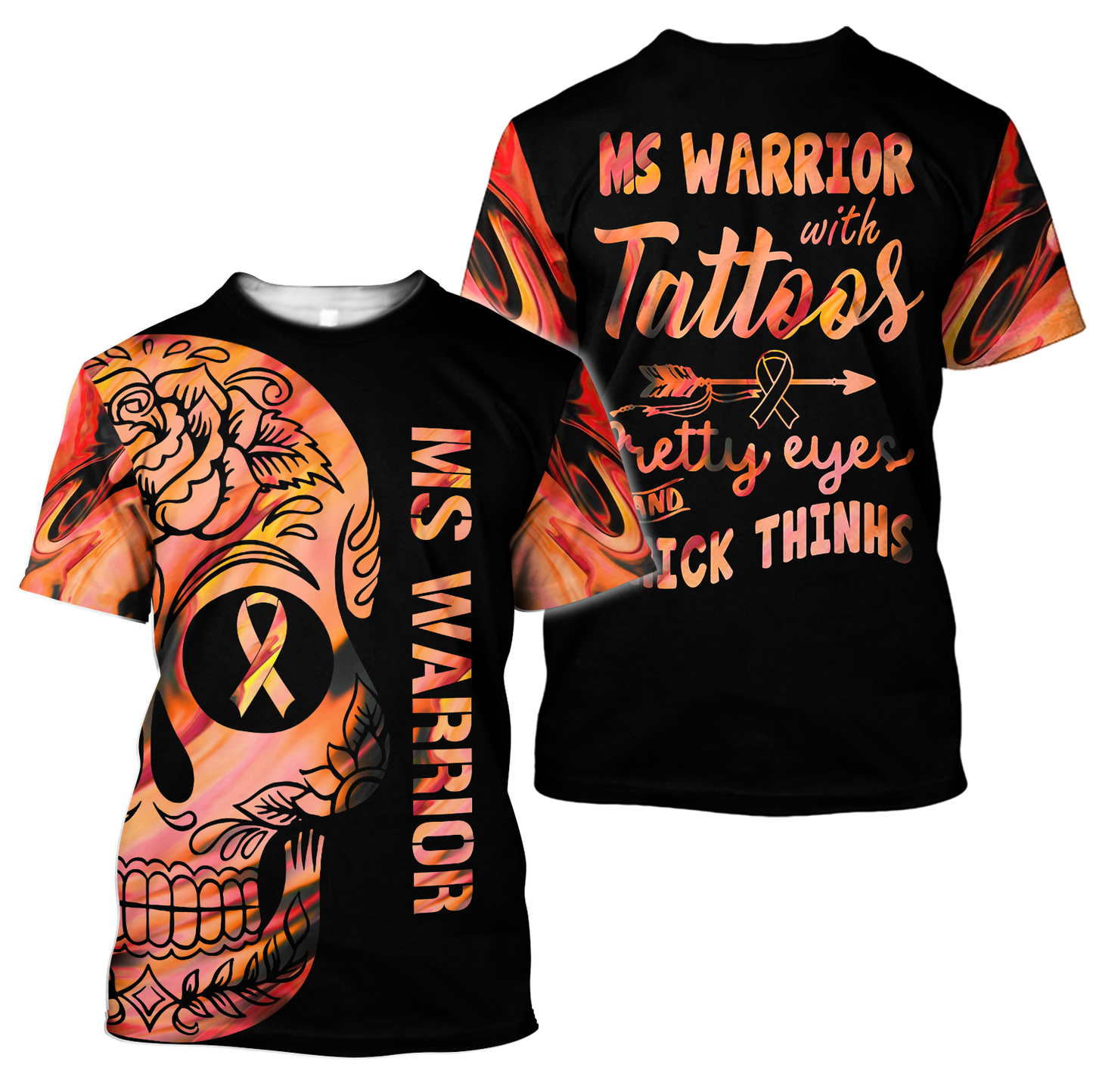 Multiple sclerosis warrior 3d hoodie shirt for men and women-Apparel-HG-T-shirt-S-Vibe Cosy™