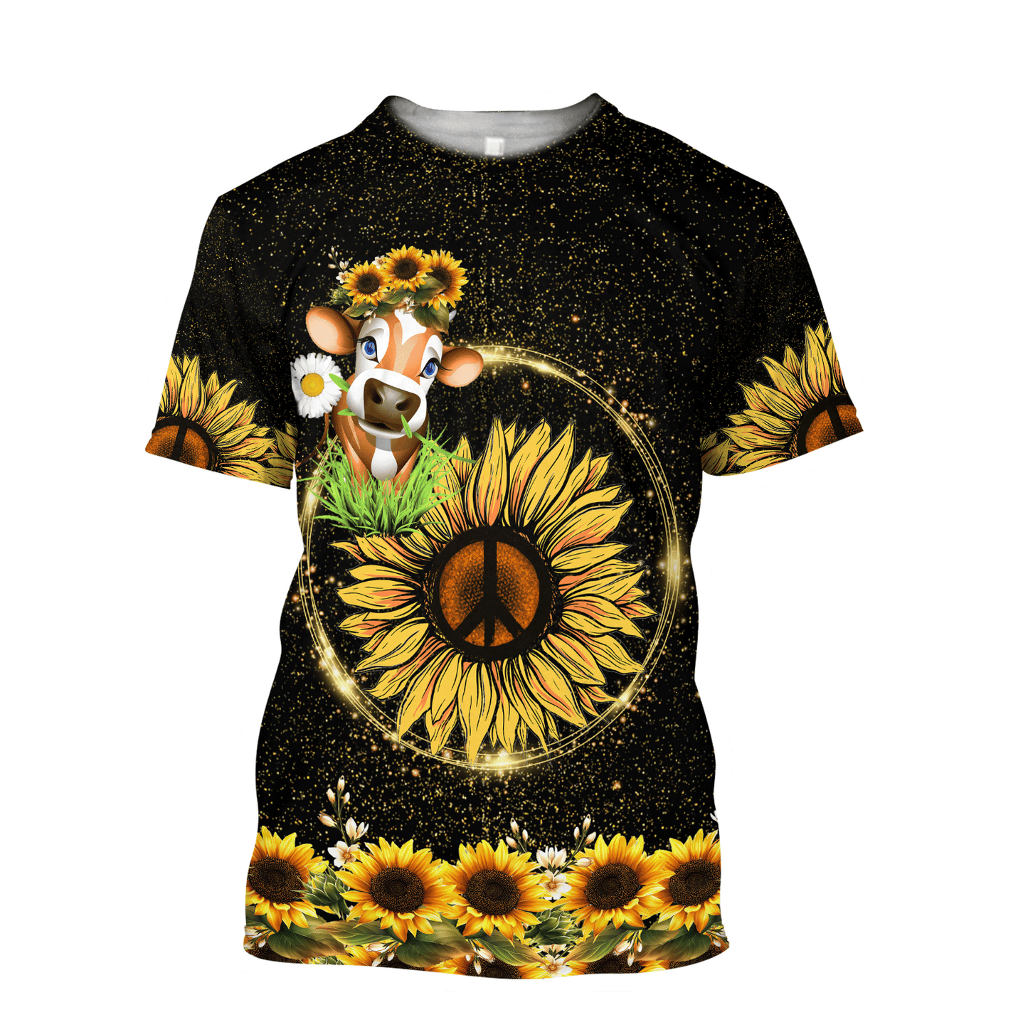 Awesome Cow And Sunflower 3D All Over Printed Shirts