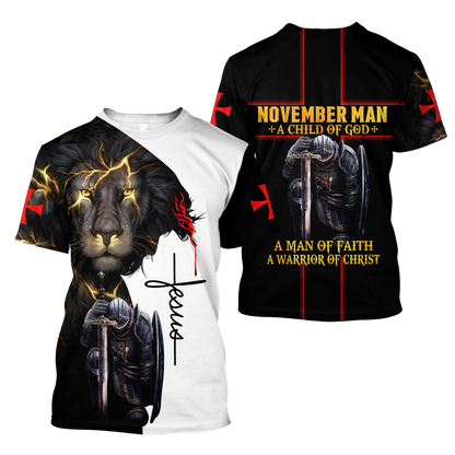 November Man A Child Of God A Man Of Faith A Warrior Of Christ 3D All Over Printed Shirts For Men and Women TA09202001S11
