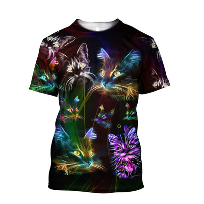 Amazing Colorful Cat Over Printed Hoodie Tshirt for Men and Women-ML