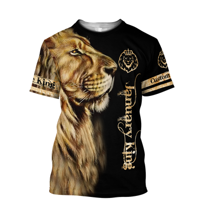 Custom Name January King Lion  3D All Over Printed  Unisex Shirt