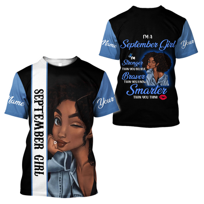 September Girl Customize Name 3D All Over Printed Shirts For Women MH1011200S9