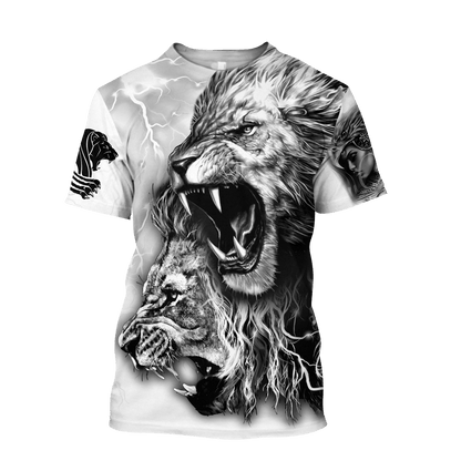 White Lion Tattoo 3D All Over Printed Shirt for Men and Women