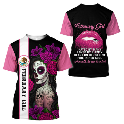 February Girl Customize Name 3D All Over Printed Shirts For Women MH10112002
