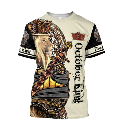 October Black King Lion  3D All Over Printed Unisex Shirts