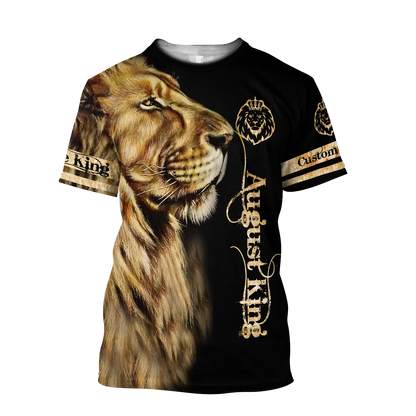 Custom Name August King Lion 3D All Over Printed Unisex Shirt