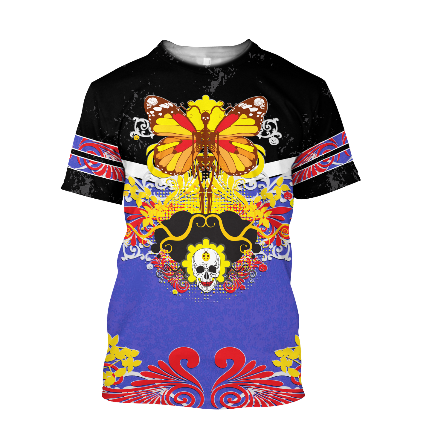 Butterfly Love Skull 3D all over printed for man and women QB05192002-Apparel-PL8386-T- Shirt-S-Vibe Cosy™