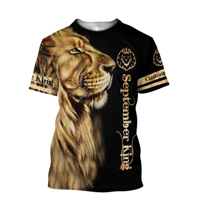 Custom Name September King Lion  3D All Over Printed Unisex Shirts