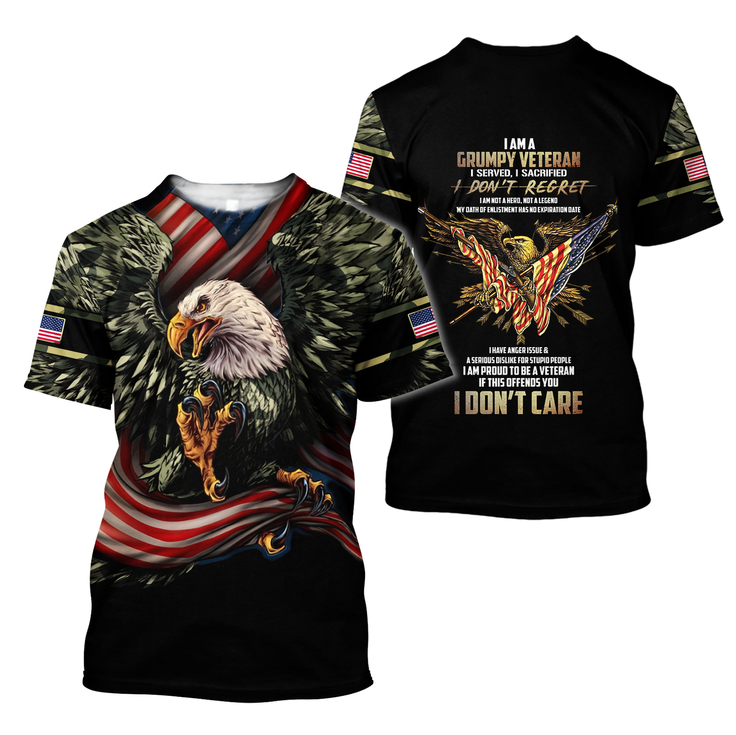 Eagle US Grumpy Veteran 3D shirts for men and women