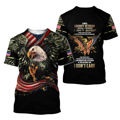 Eagle US Grumpy Veteran 3D shirts for men and women