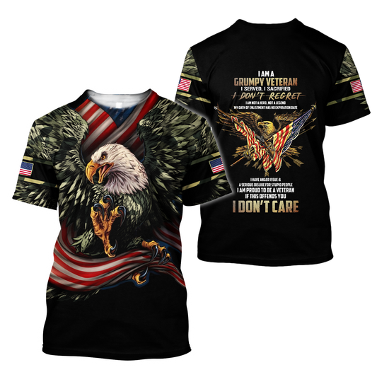 Eagle US Grumpy Veteran 3D shirts for men and women