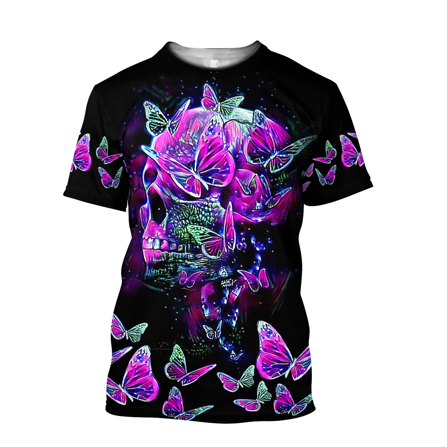 Butterfly Love Skull 3D all over printed for man and women-Apparel-PL8386-T- Shirt-S-Vibe Cosy™