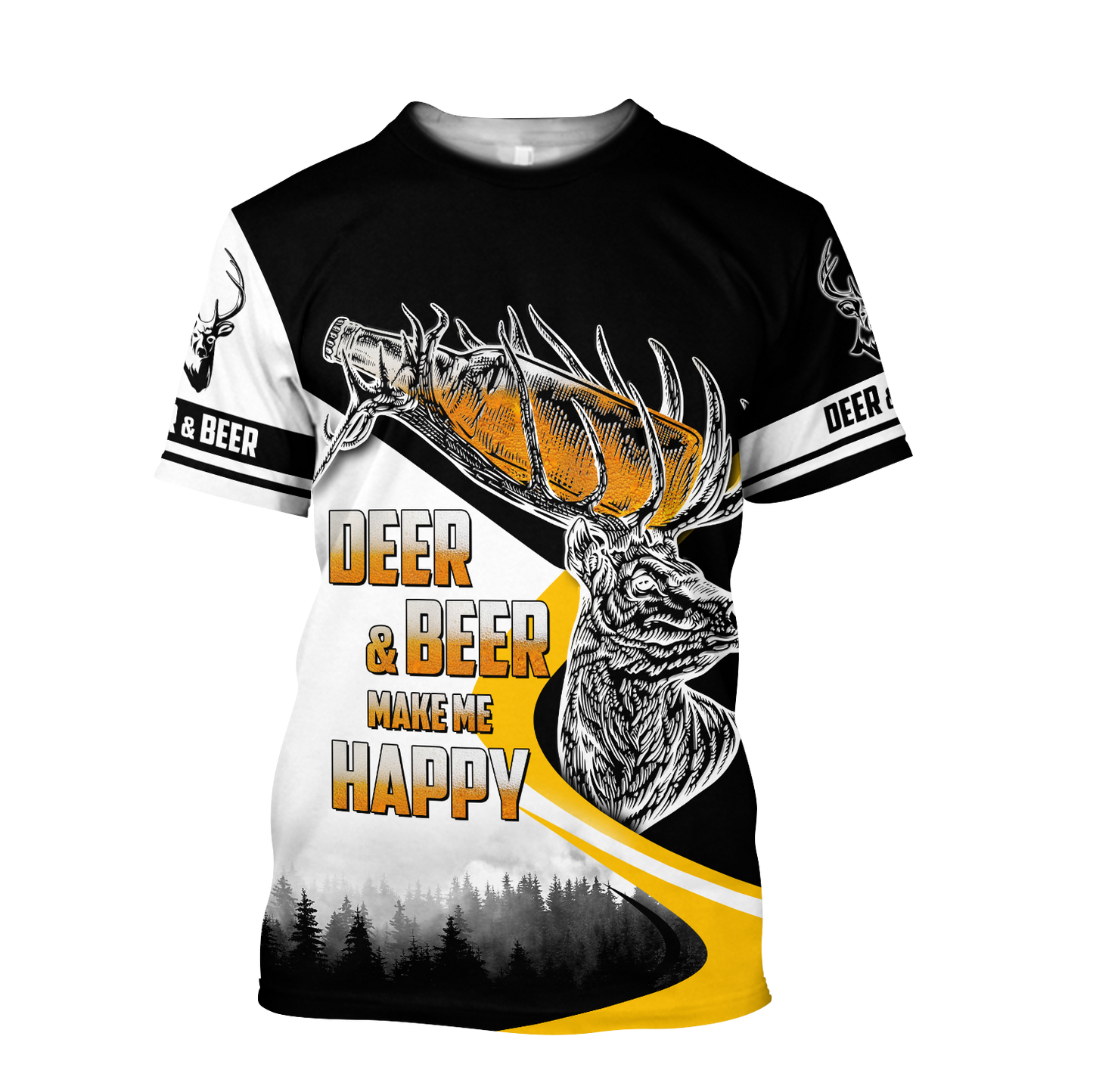 Deer and Beer Make Me Happy 3D All Over Print Hoodie DQB09222002