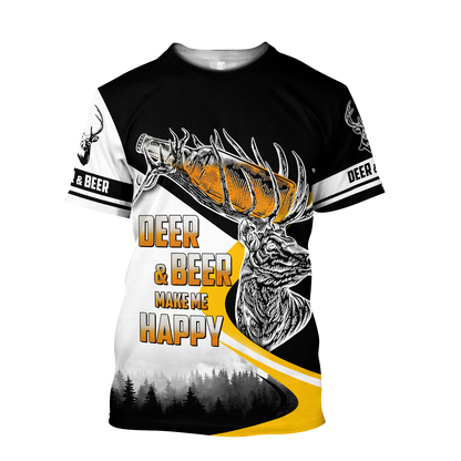 Deer and Beer Make Me Happy 3D All Over Print Hoodie DQB09222002