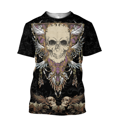 Love Skull 3D all over printed for man and women QB06102003-Apparel-PL8386-T- Shirt-S-Vibe Cosy™