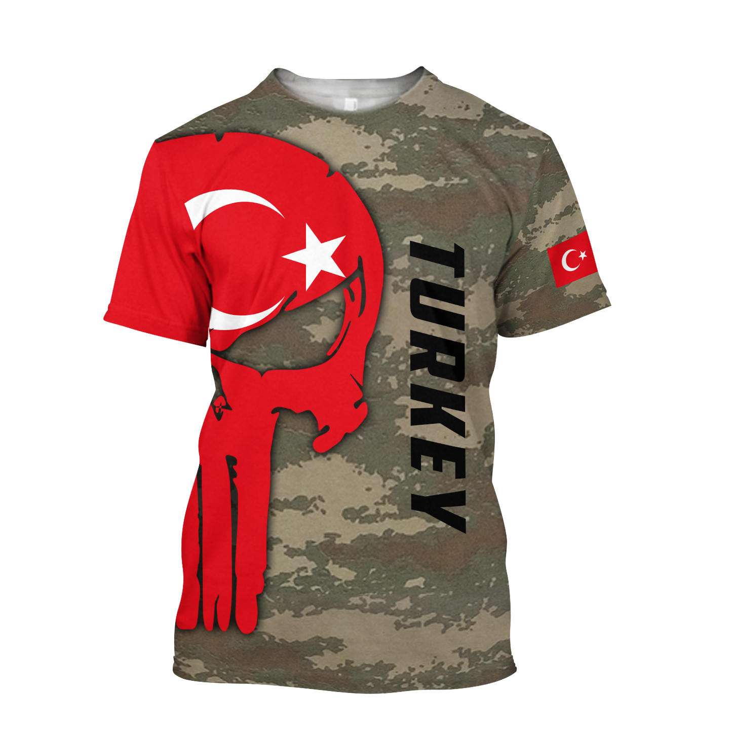 Turkey Skull Flag Camo Style 3D All Over Printed Hoodie Shirt Limited by SUN QB06232006-Apparel-SUN-T-Shirt-S-Vibe Cosy™