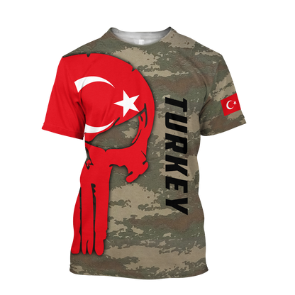 Turkey Skull Flag Camo Style 3D All Over Printed Hoodie Shirt Limited by SUN QB06232006-Apparel-SUN-T-Shirt-S-Vibe Cosy™