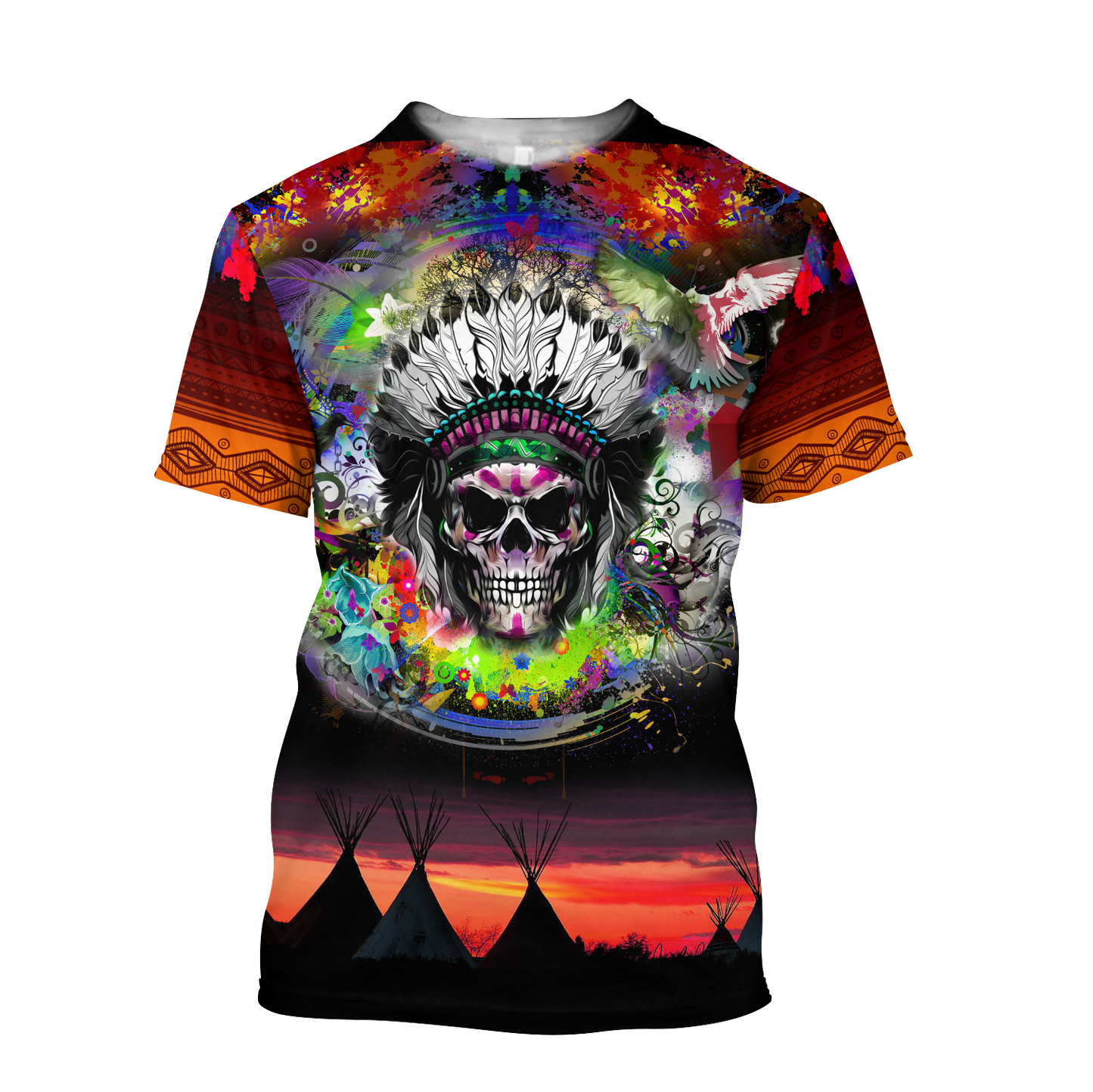 Love Skull native 3D all over printed for man and women QB06082002-Apparel-PL8386-T- Shirt-S-Vibe Cosy™