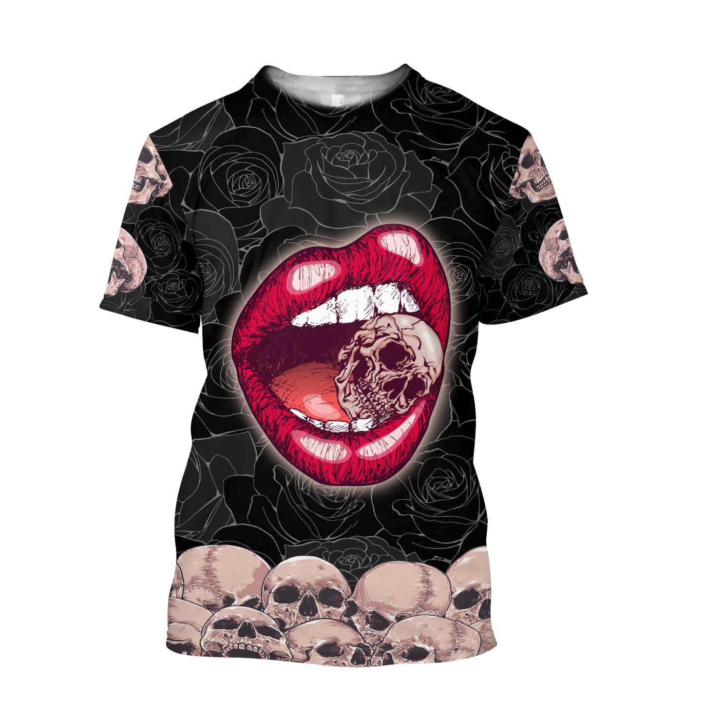 Sexy Lip Love Skull 3D all over for man and women QB05122002-Apparel-PL8386-T- Shirt-S-Vibe Cosy™