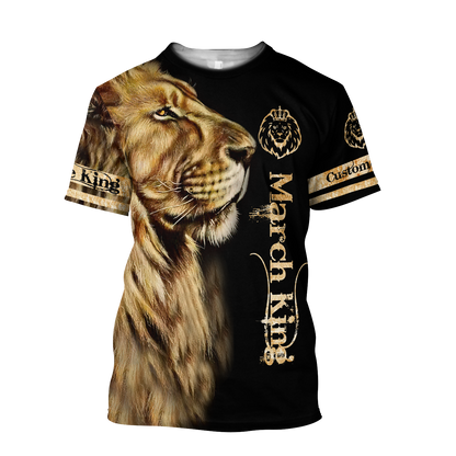 Custom Name March King Lion 3D All Over Printed Unisex Shirt