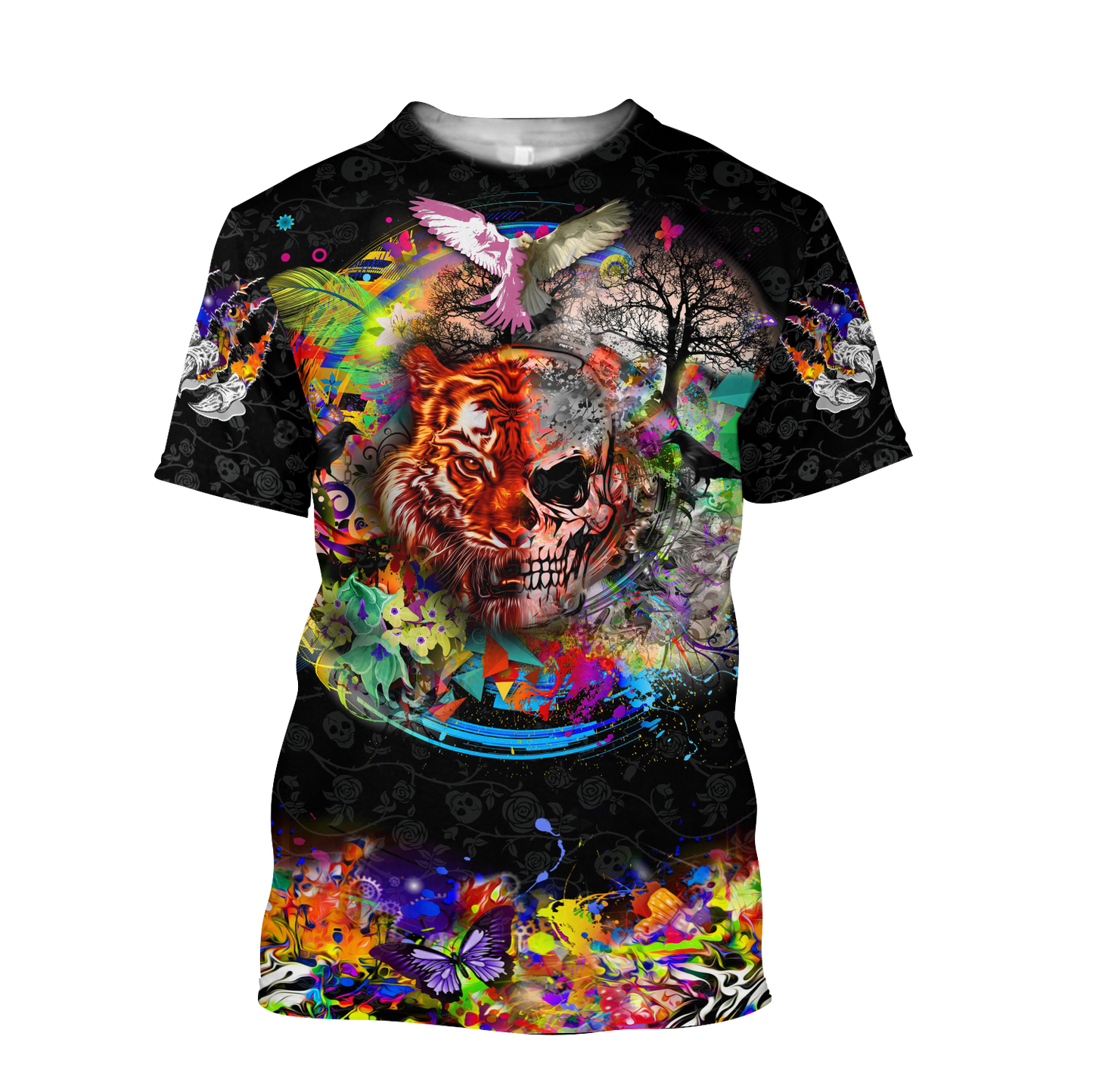 Love Skull animal full color 3D all over printed for man and women QB06092003-Apparel-PL8386-T- Shirt-S-Vibe Cosy™