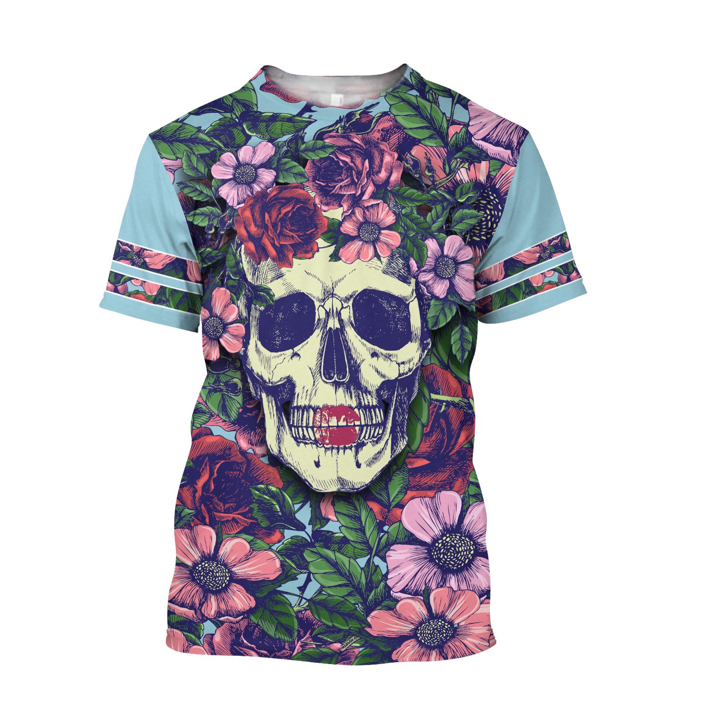 Rose Love Skull 3D all over printed for man and women QB05252004-Apparel-PL8386-T- Shirt-S-Vibe Cosy™