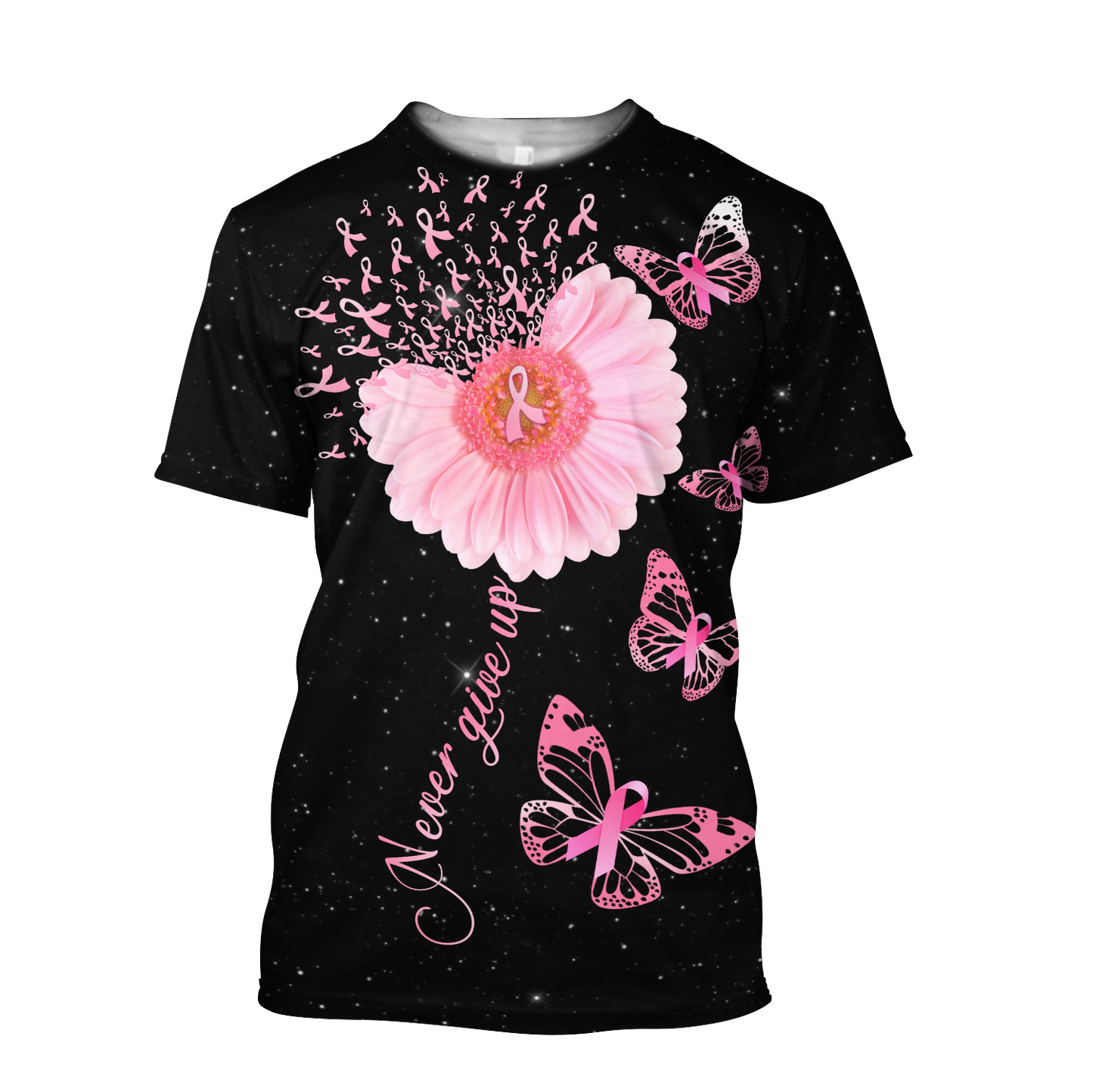 Breast Cancer-Never Give Up 3D All Over Printed Shirts For Men and Women DQB07212008-Apparel-TA-Hoodie-S-Vibe Cosy™