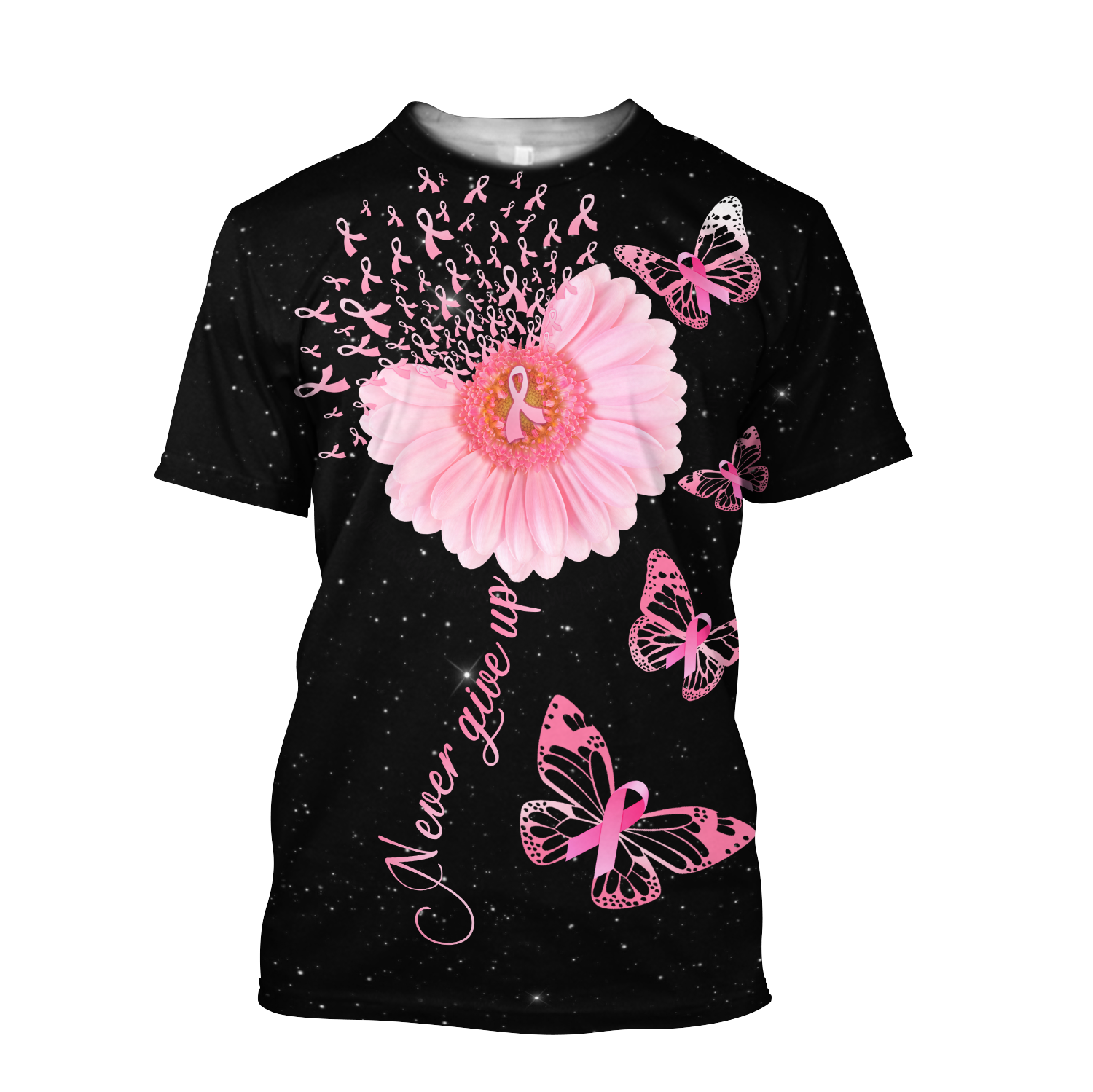 Breast Cancer-Never Give Up 3D All Over Printed Shirts For Men and Women DQB07212008-Apparel-TA-Hoodie-S-Vibe Cosy™