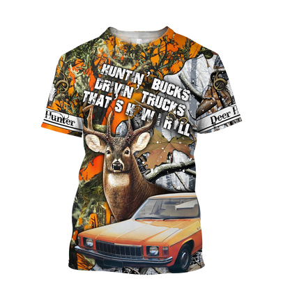 Hunting Bucks and Driving Trucks 3D All Over Print Hoodie DQB09242001