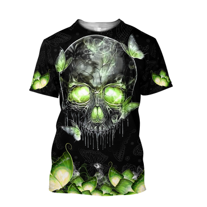 Butterfly Love Skull red 3D all over printed for man and women QB06152001-Apparel-PL8386-T- Shirt-S-Vibe Cosy™