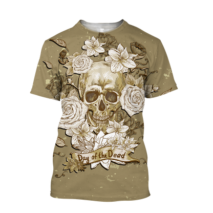 Skull day of the dead 3D all over printed for man and women QB05272003-Apparel-PL8386-T- Shirt-S-Vibe Cosy™