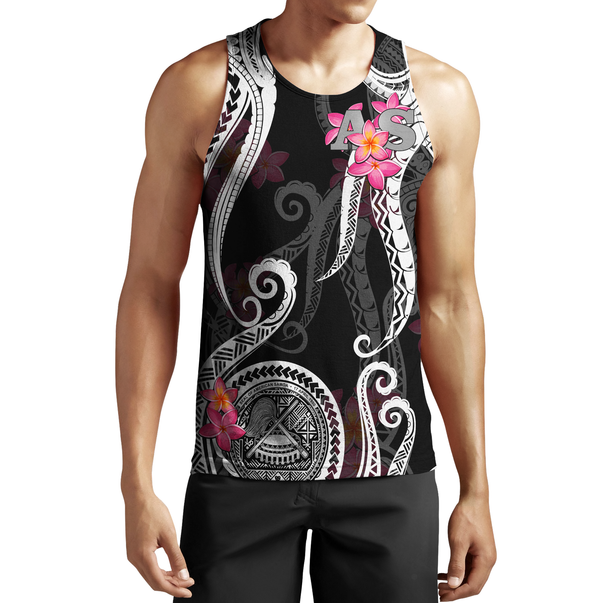 American Samoa Polynesian Hoodie - Black Plumeria 3d all over printed shirt and short for man and women JJ120204 PL-Apparel-PL8386-Tank top-S-Vibe Cosy™