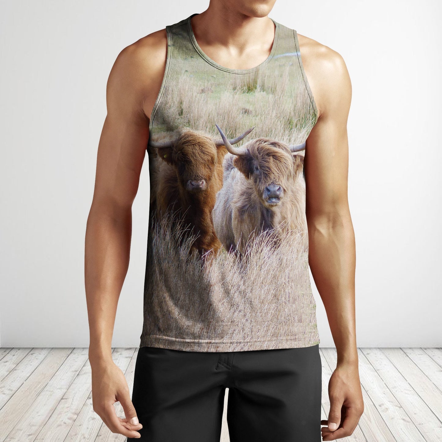 All Over Printed Highland Cattle Beautiful And Shorts-Apparel-Phaethon-Tank Top-S-Vibe Cosy™