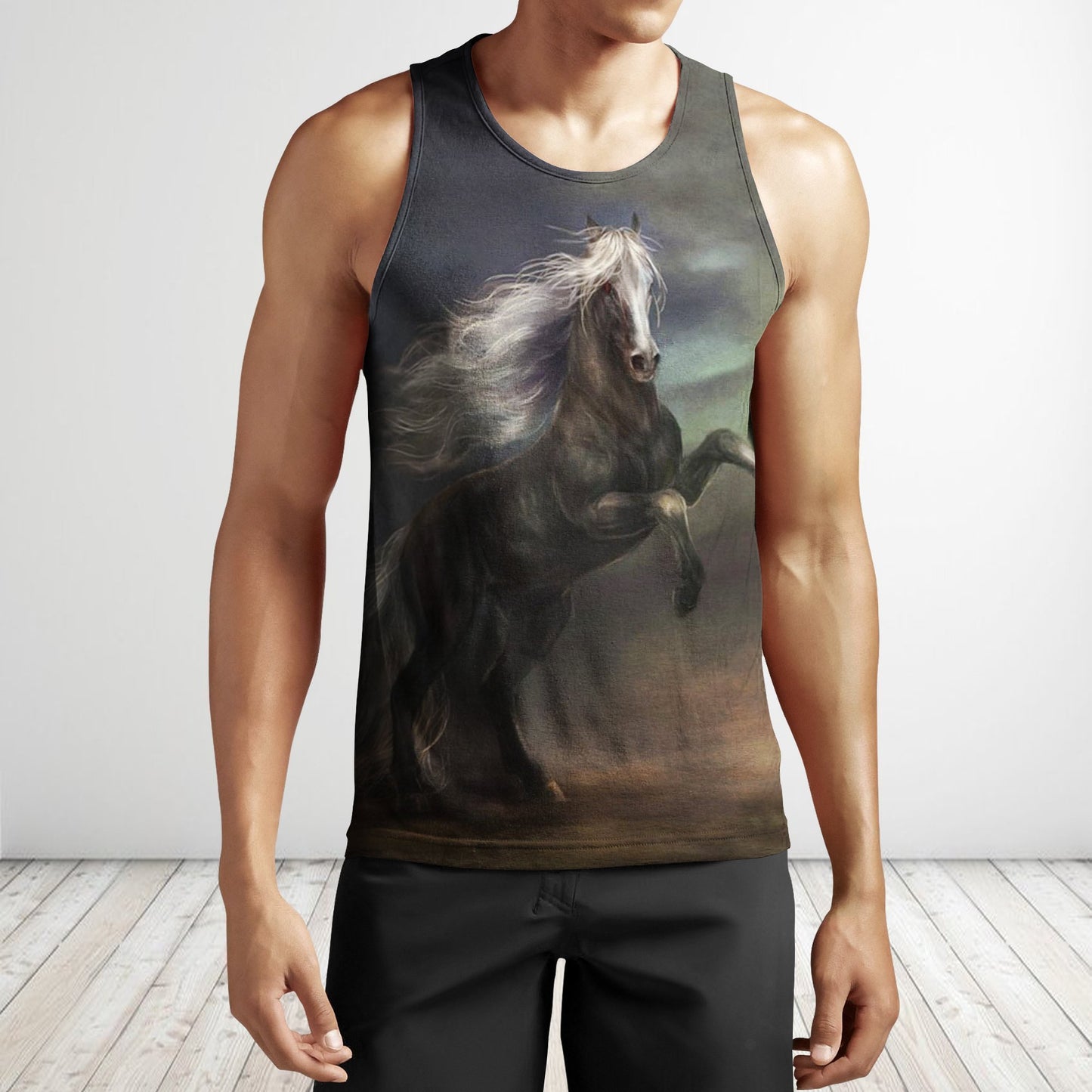 3D All Over Print Black Horse In The Dark Shirts-Apparel-Phaethon-Tank Top-S-Vibe Cosy™