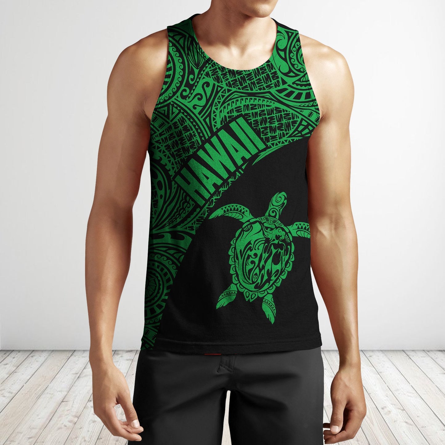 Hawaii Hoodie Turtle Mermaid Polynesian Wave - Green Hoodie-Apparel-Phaethon-Tank Top-S-Vibe Cosy™