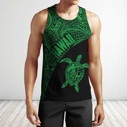 Hawaii Hoodie Turtle Mermaid Polynesian Wave - Green Hoodie-Apparel-Phaethon-Tank Top-S-Vibe Cosy™