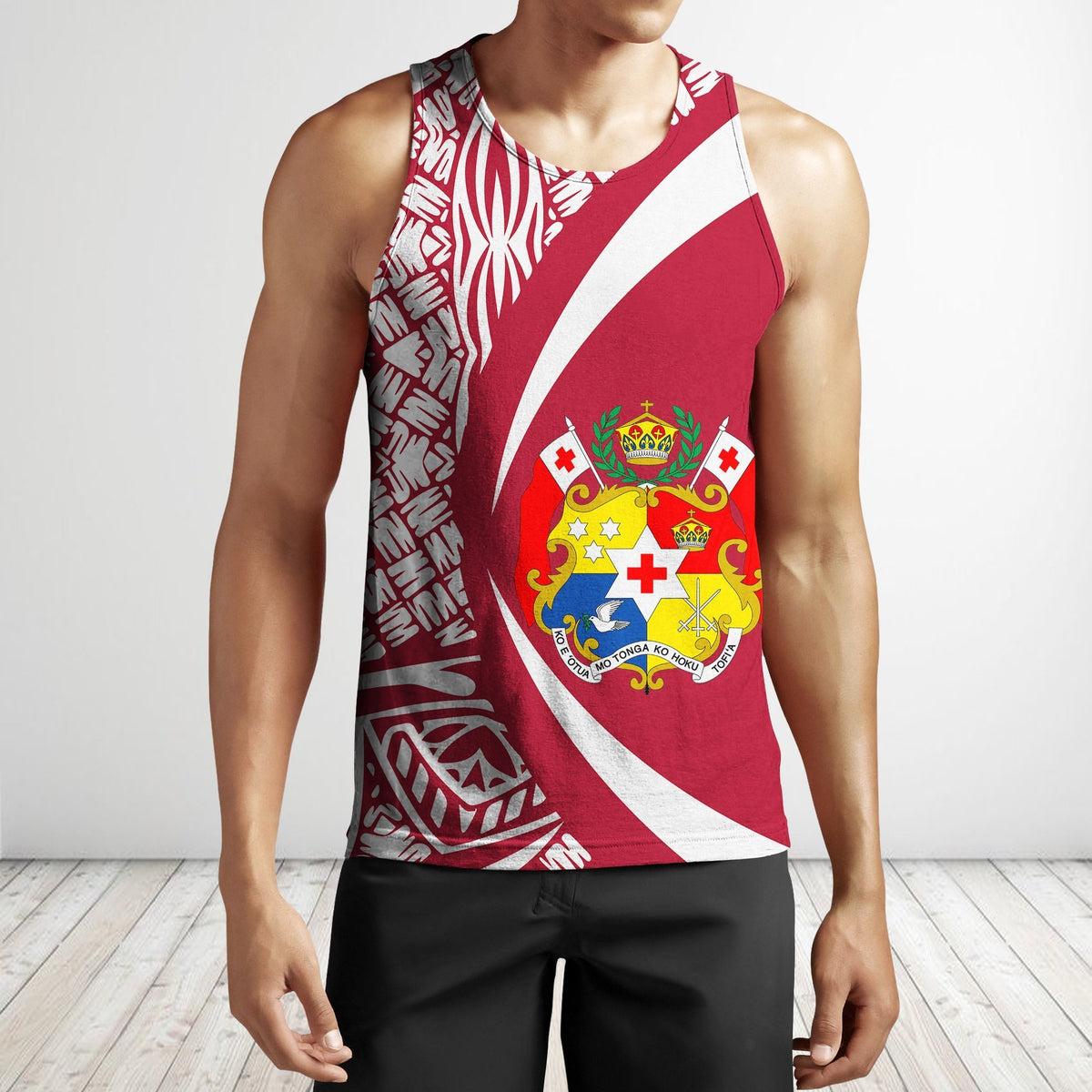 Tonga Coat Of Arm Polynesian Hoodie - Circle Style Red-Apparel-Phaethon-Tank Top-S-Vibe Cosy™