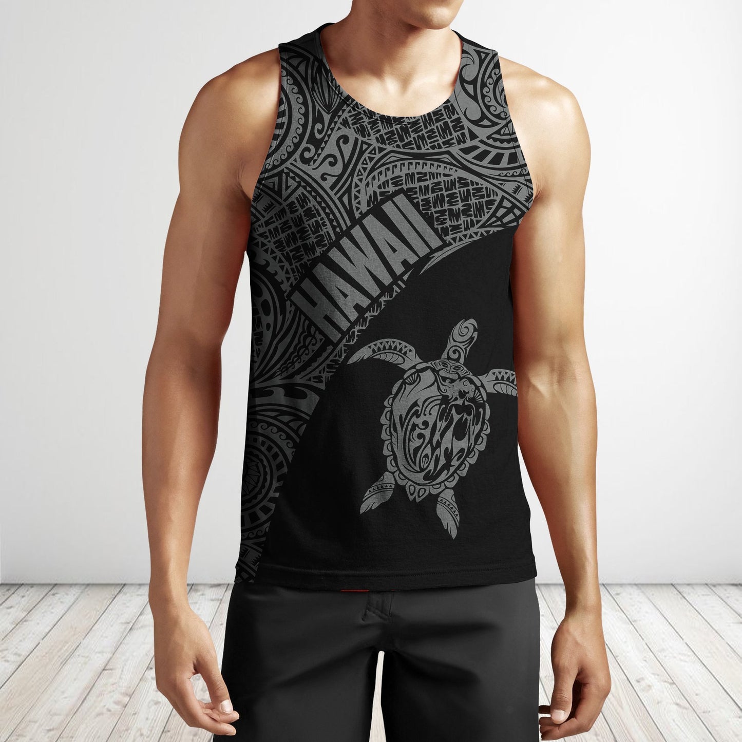 Hawaii Hoodie Turtle Mermaid Polynesian Wave - Gray Hoodie-Apparel-Phaethon-Tank Top-S-Vibe Cosy™
