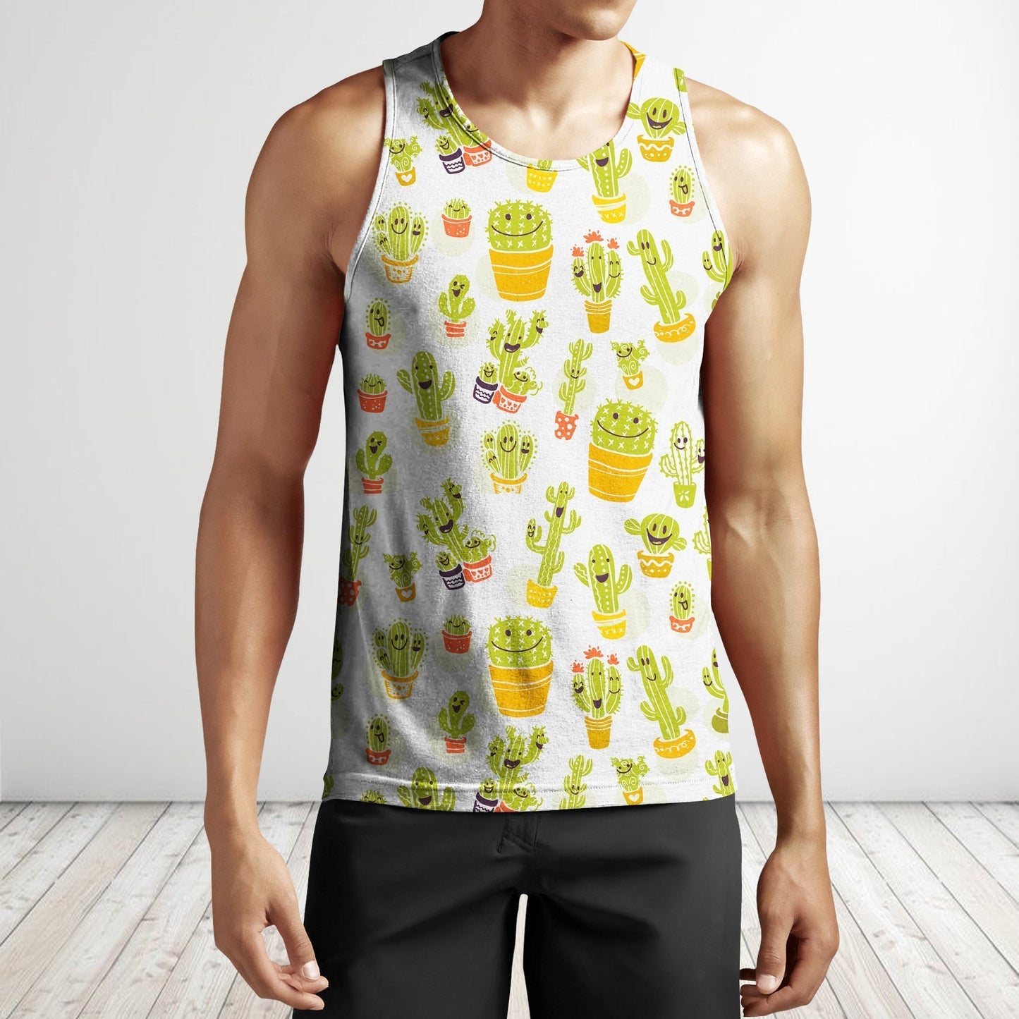 All Over Printing Cacti Happy Shirt-Apparel-Phaethon-Tank Top-S-Vibe Cosy™