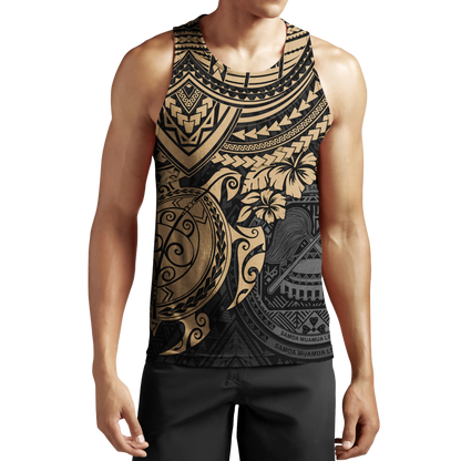 American Samoa Polynesian Hoodie Gold Turtle JJ190101 PL-Apparel-PL8386-Tank top-S-Vibe Cosy™