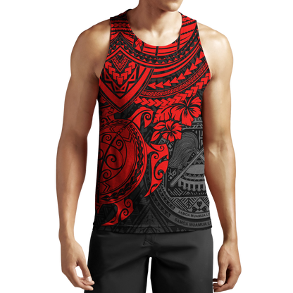 American Samoa Polynesian Hoodie Red Turtle JJ300102 PL-Apparel-PL8386-Tank top-S-Vibe Cosy™