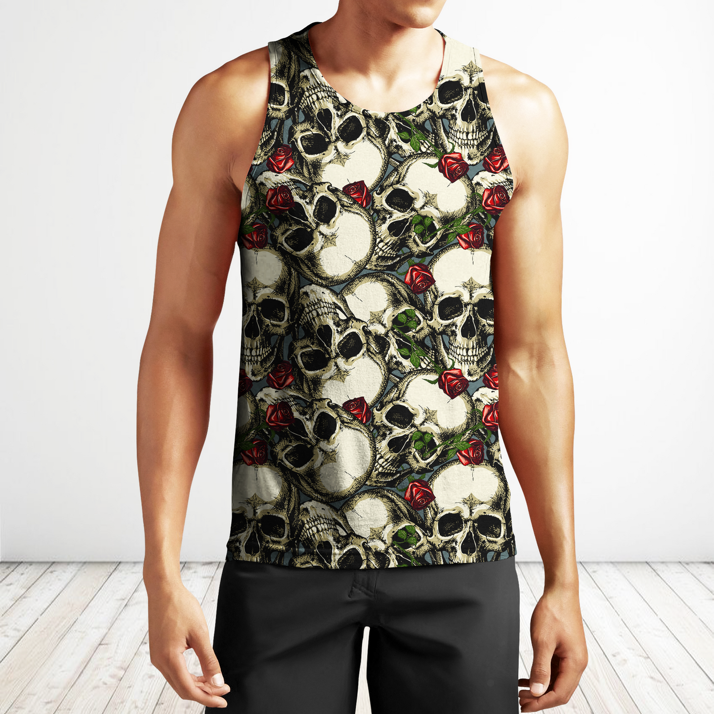 3D All Over Print Black Roses And Skulls Shirts-Apparel-Phaethon-Tank Top-S-Vibe Cosy™