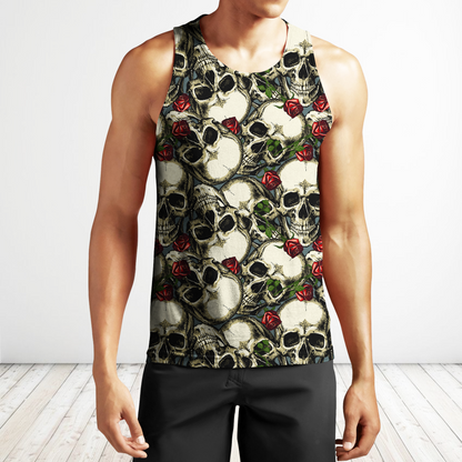 3D All Over Print Black Roses And Skulls Shirts-Apparel-Phaethon-Tank Top-S-Vibe Cosy™