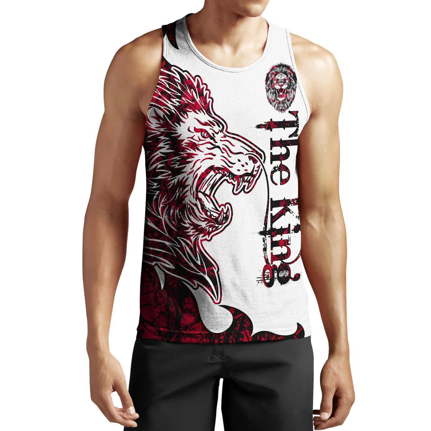 The Red King Lion Tattoo Over Printed Hoodie