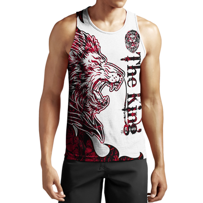 The Red King Lion Tattoo Over Printed Hoodie