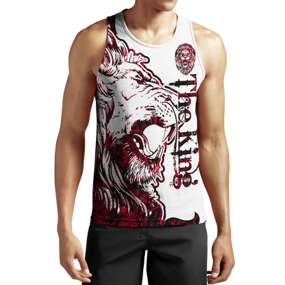 3D The Red Alpha King Lion Tattoo Over Printed Hoodie