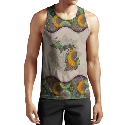 Awesome Vintage Mandala Michigan 3D All Over Printed Shirts Hoodie JJ27052002-Apparel-MP-Tank Top-S-Vibe Cosy™