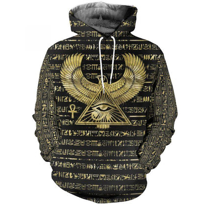 3D Printed Egyptian Eye of Horus and Hieroglyphs Clothes Shirt Hoodie MP120302-Apparel-MP-Hoodie-S-Vibe Cosy™