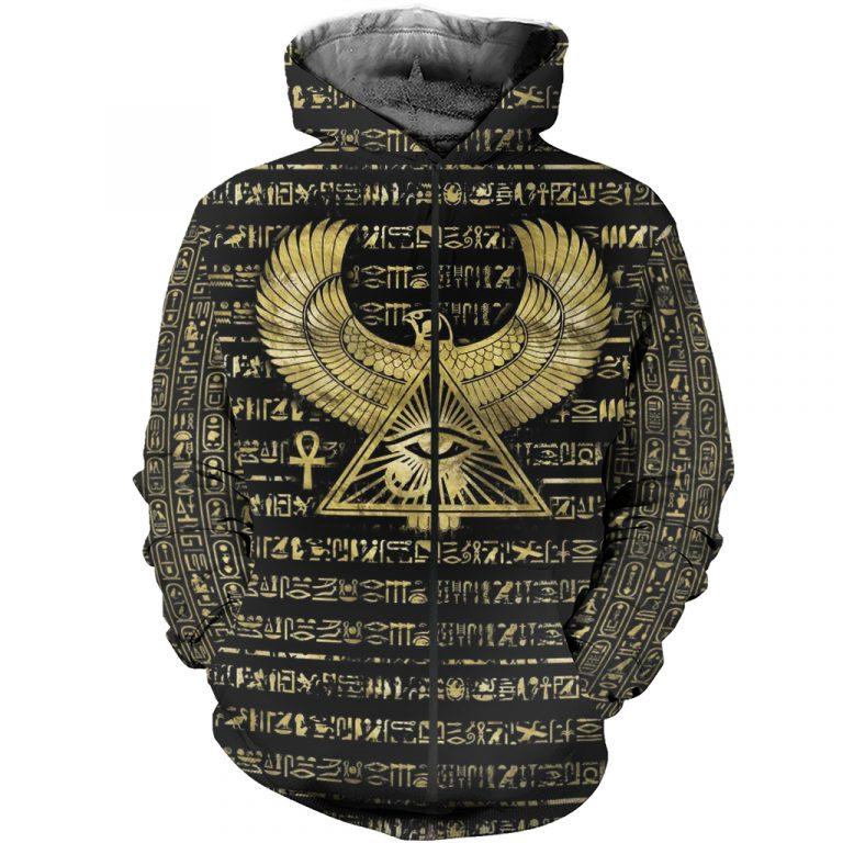 3D Printed Egyptian Eye of Horus and Hieroglyphs Clothes TA010-Apparel-TA-Zipped Hoodie-S-Vibe Cosy™